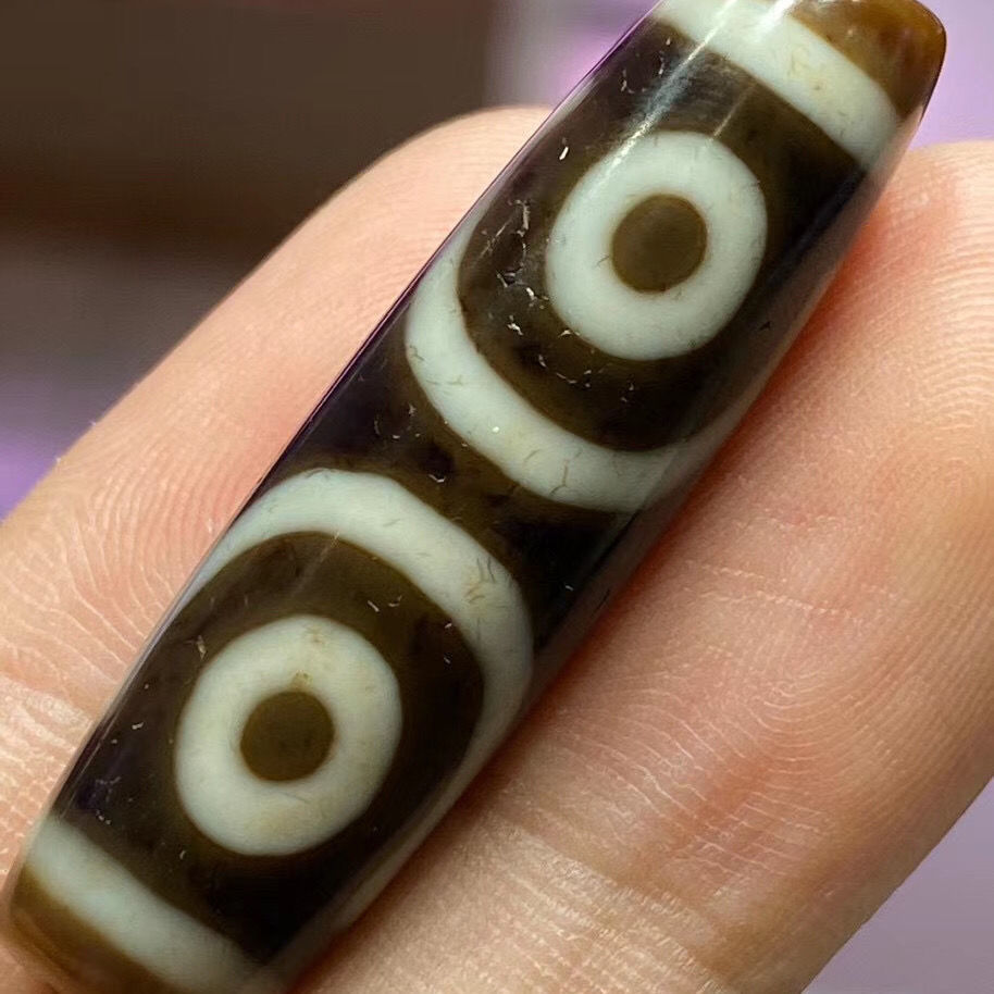 西藏传世高油三眼天珠福禄寿天珠饰品吊坠男女项链