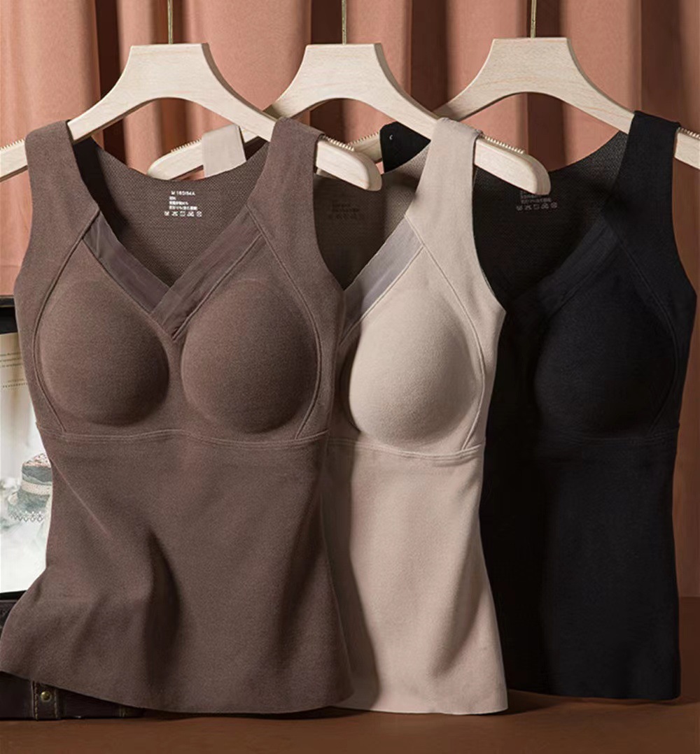 秋冬款石墨烯发热保暖背心3d立体无痕贴合固定杯内衣修身显加大码