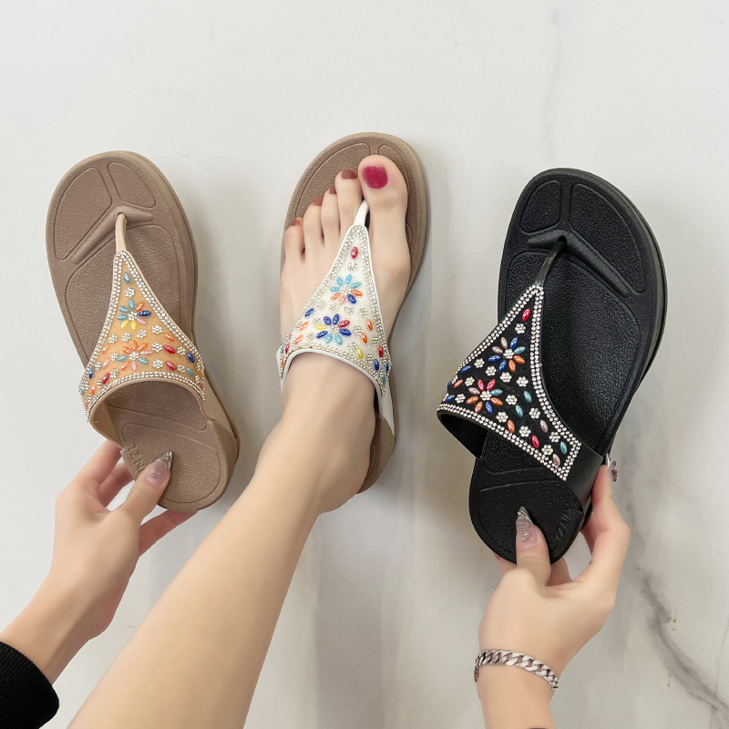 new flip-flops women‘s fashion fairy style outdoor casual slippers non-slip thick bottom all-match beach outdoor slippers