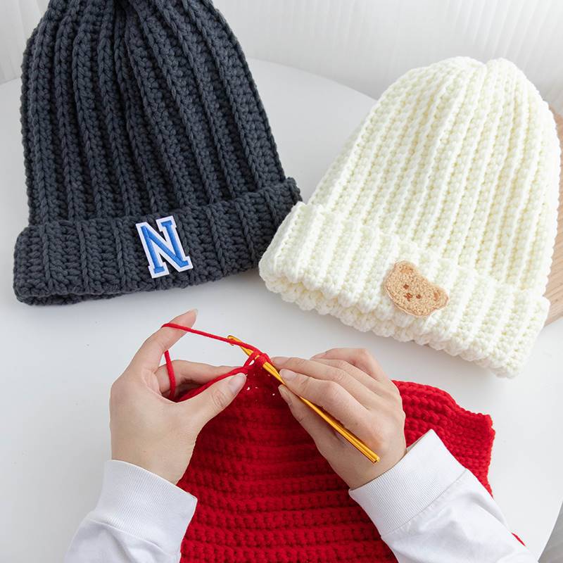 手织帽子520送女友手工编织毛线材料包自制作针织冷帽礼物男跨境