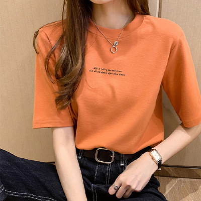 2023 Japanese Short-Sleeved T-shirt Women's Summer New Korean Style plus Size Loose Crew Neck Top Half Sleeve T-shirt Bottoming Shirt