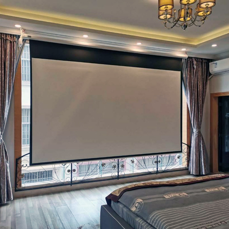 家用抗光高清遥控电动投影幕布100/120寸150自动升降投影机仪屏幕