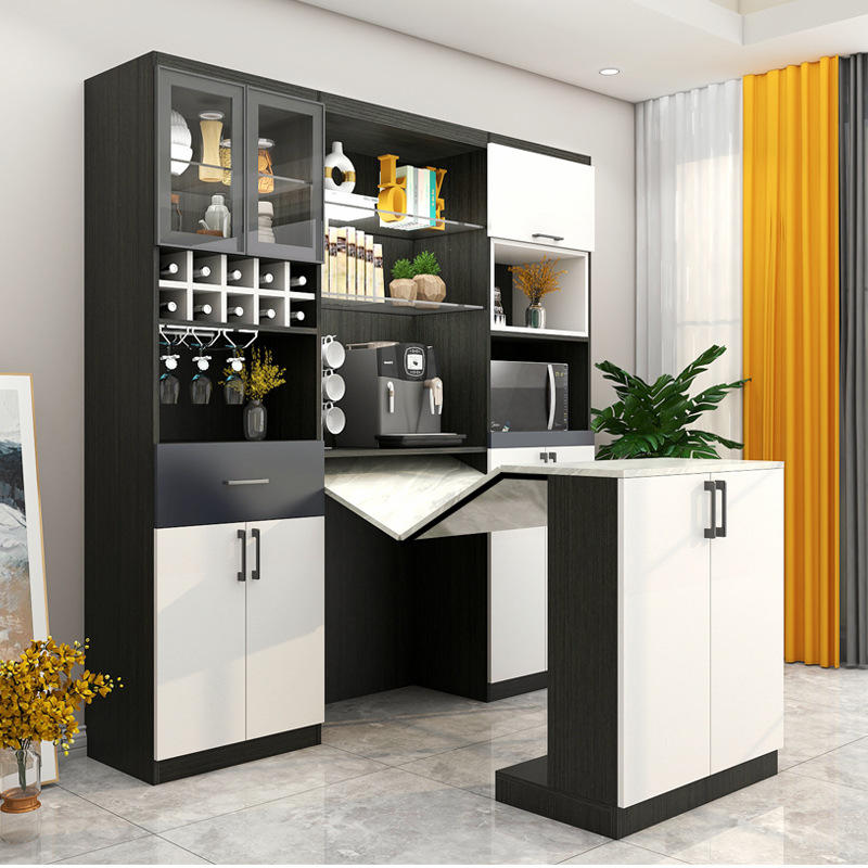 北欧客厅可伸缩靠墙折叠餐边柜餐桌一体现代简约多功能酒柜茶水柜