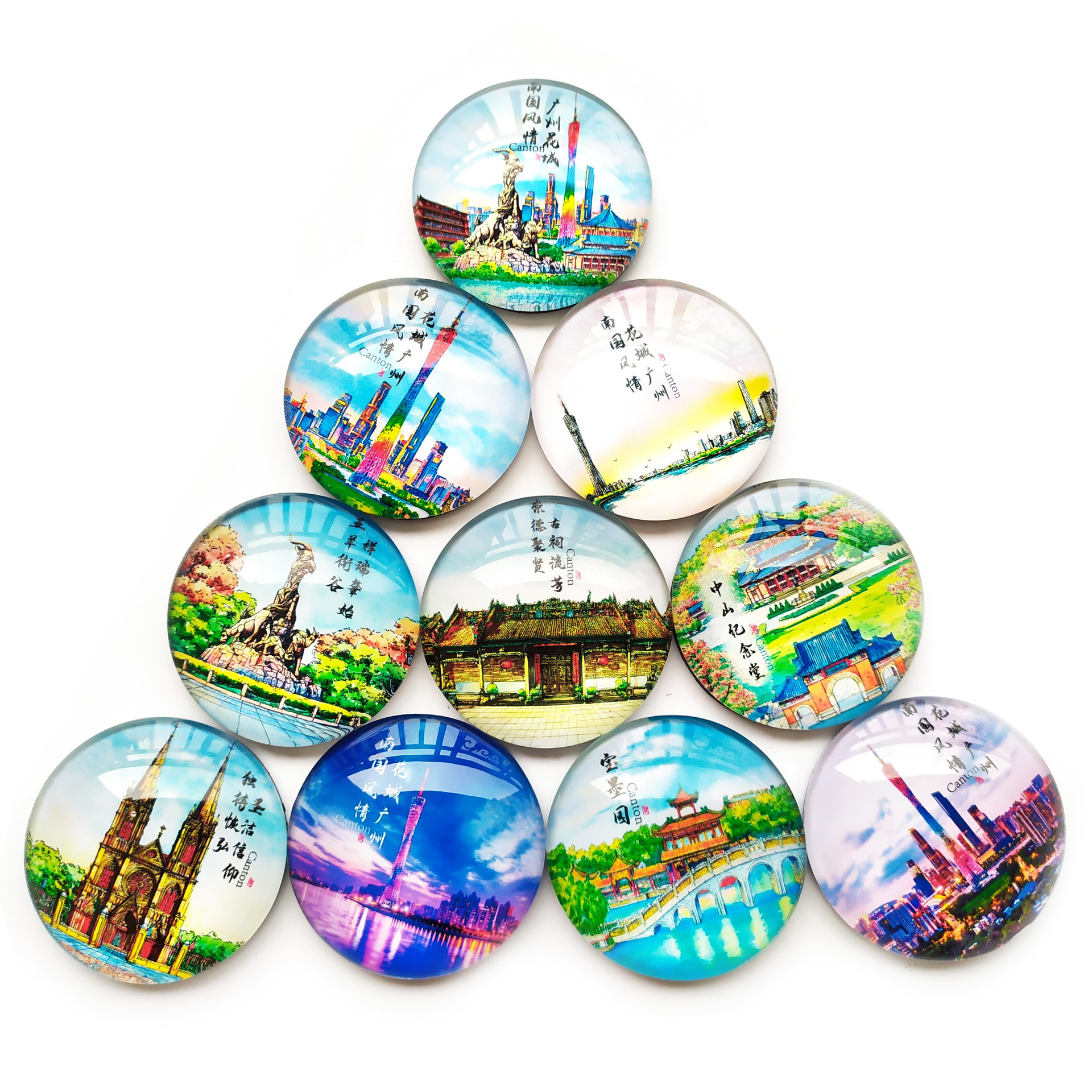 广州水晶玻璃圆形冰箱贴旅游文创工艺商务纪念礼品手信厂家定制