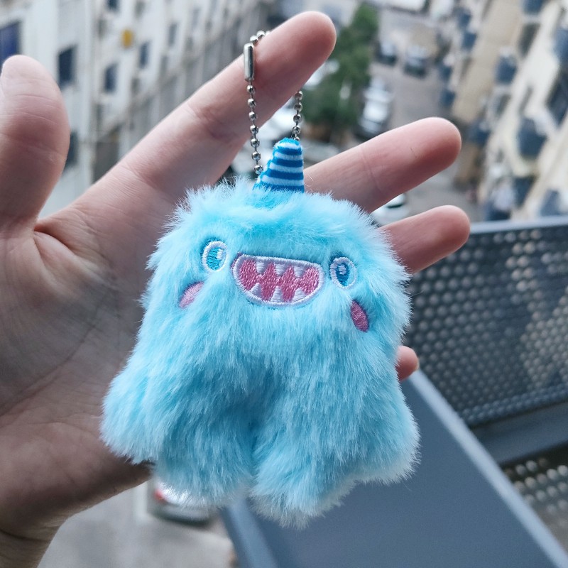 Cross-Border Internet Celebrity Ins Little Monster Stupid Keychain Unicorn Plush Pendant Luo Xiaomin Same Style Handbag Pendant