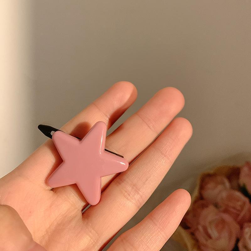 Pink Heart Earrings for Girls Barrettes Cute Sweet Trumpet Bangs Side Clip Simple All-Match Internet Celebrity Hairpin Hair Ornaments