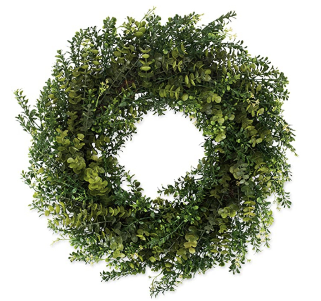 青檬新品春天绿色花环商场装饰仿真塑料尤加利装饰diy花环定制