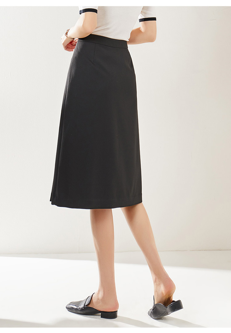 娅丽达大码女装多纽扣黑色高腰半身裙2021春新款法式复古小众裙子