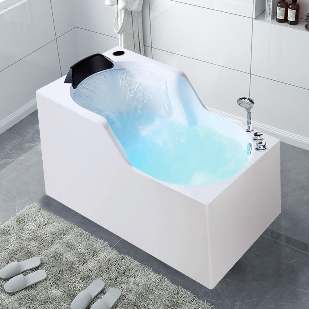 佛山工厂直供新款小户型坐泡式瀑布冲浪按摩浴缸深坐靠背式泡浴池