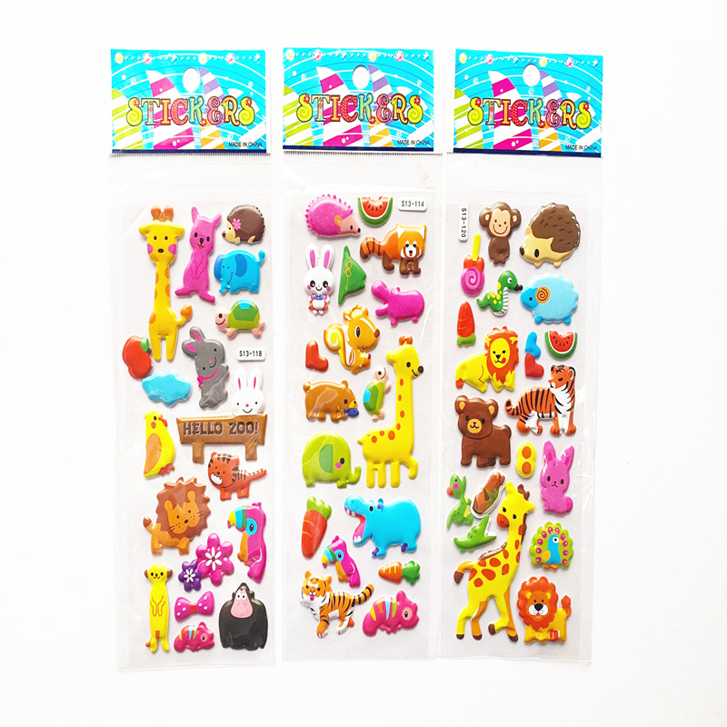 New Hydraulic Concave-Convex Animal Series Stickers Cute Dress-up Three-Dimensional Cartoon Foam Stickers for Boys and Girls Cartoon Sticker