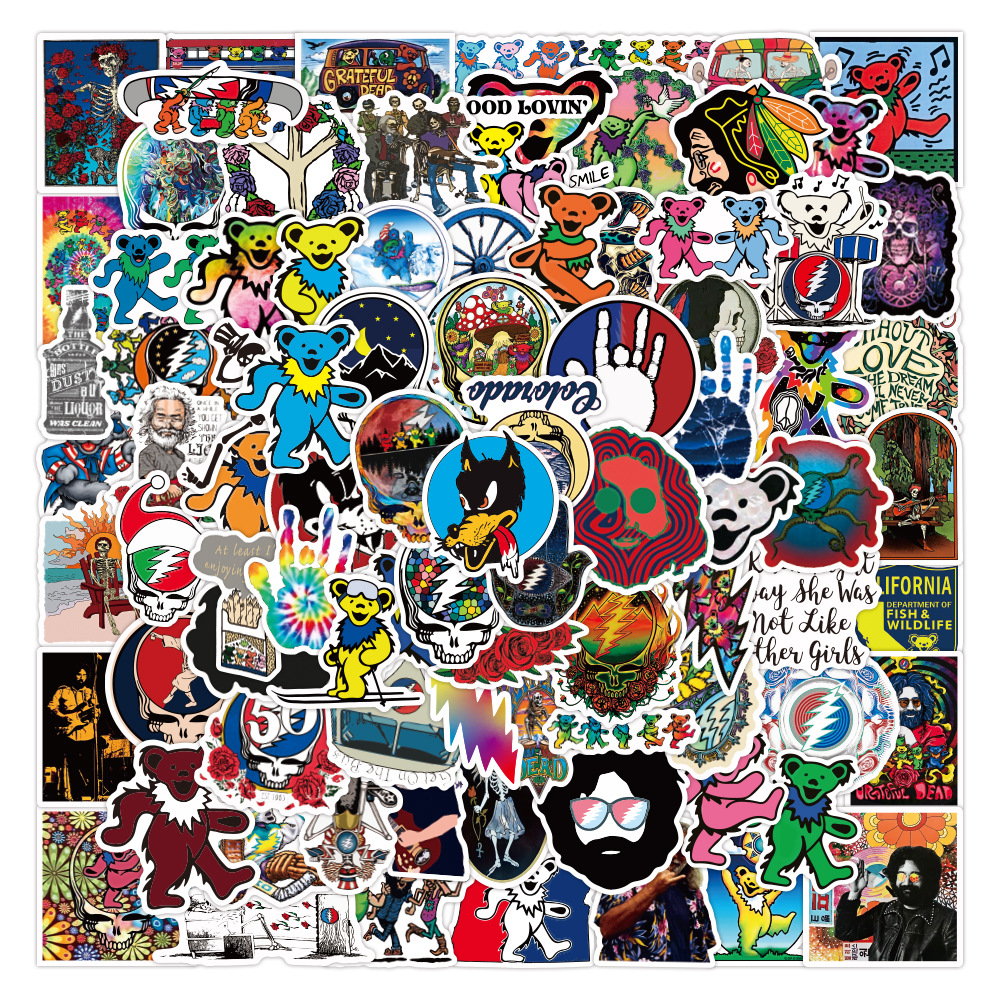 100张新款感恩而死乐队涂鸦贴纸汽车行李箱笔记本水杯贴纸批发