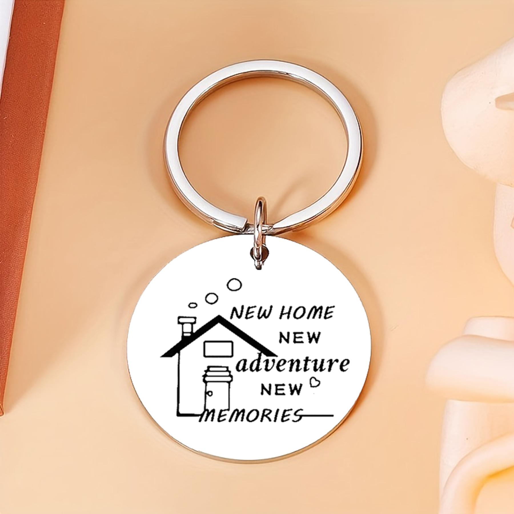 钥匙扣欧美跨境new home房屋乔迁新家房子礼物礼品刻字金属钥匙扣