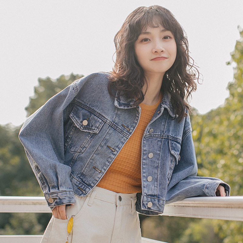 牛仔外套女短款设计感小众春秋款牛仔衣慵懒风小个子修身显瘦夹克