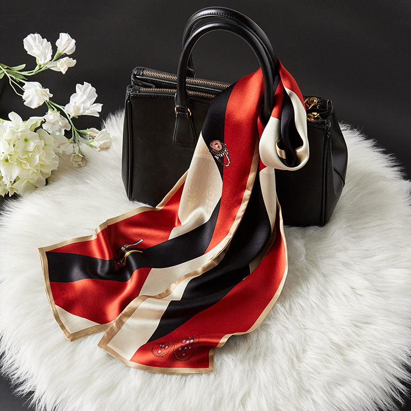 飘带女夏季领巾长条发带搭配衬衫的小丝巾领带细窄长丝带真丝围巾