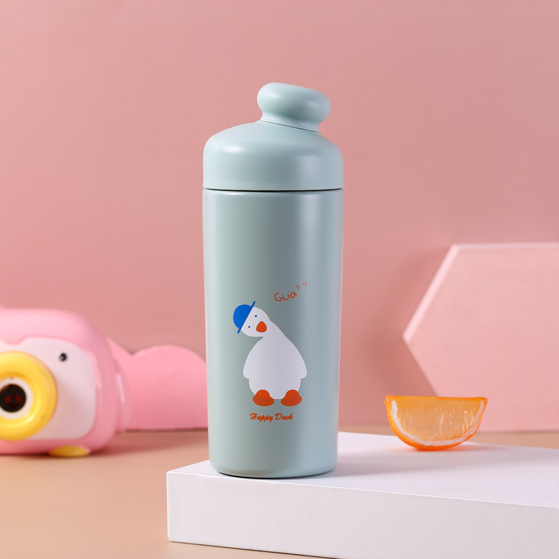 Korean Cartoon Balls Thermos Cup Good-looking Small Cute Portable Cold Preservation Milky Tea Cup with Straw Tumbler