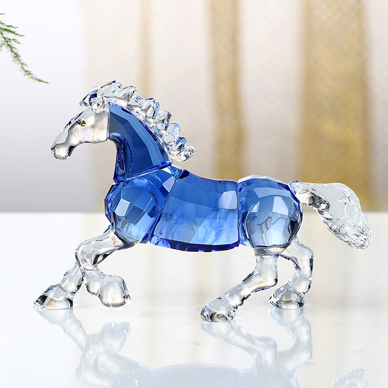 批发水晶马十二生肖吉祥物动物摆件桌面工艺品装饰品摆件轻奢生日