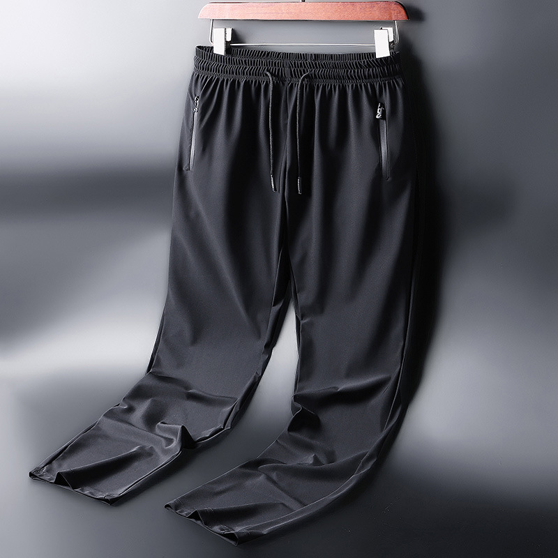 Ice Silk Pants Men's 2024 New Summer Thin Trendy Fashion Brand Loose All-Match Exercise Casual Pants