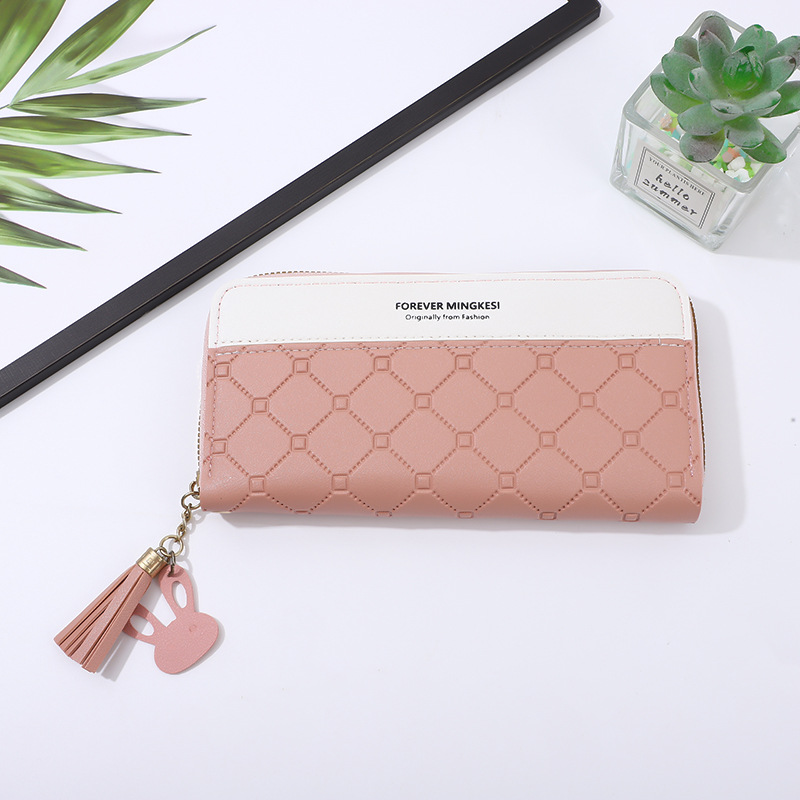 New Clutch Purse Women's Zipper Student Wallet Tassel Color Matching Large-Capacity Handbag Wallet