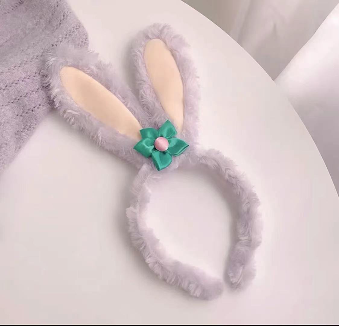 韩版星黛露兔耳朵毛绒发箍女可爱小兔子头饰
