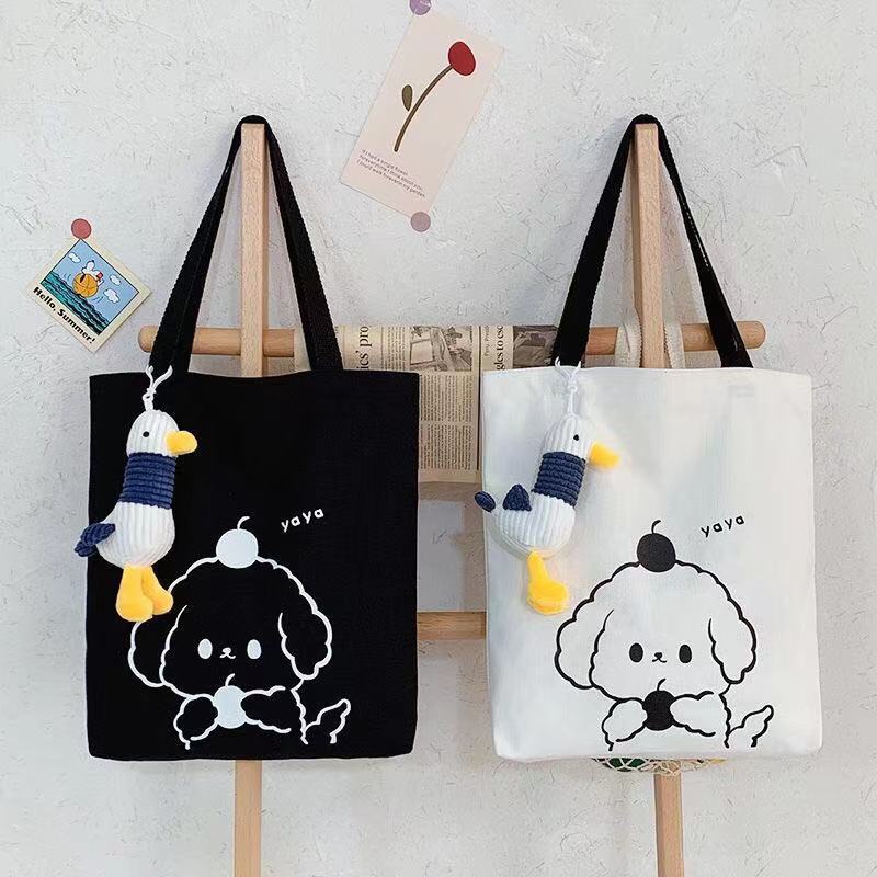Canvas Bag Women's Shoulder Bag Ins Versatile Simple and Fresh Artistic Handbag Korean Style Cute Student Canvas Bag