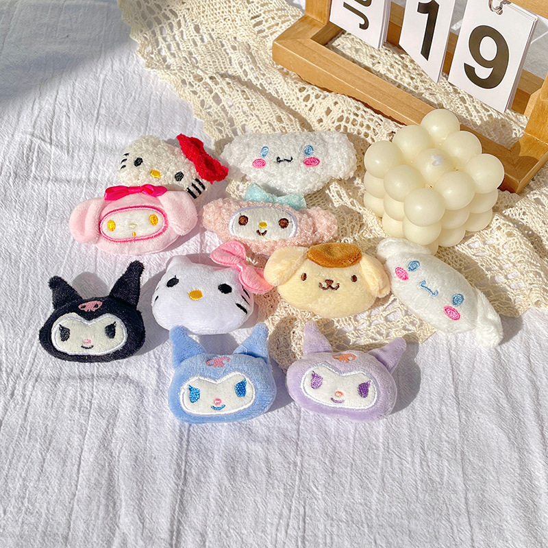 japanese and south korean cute cartoons three-dimensional plush doll brooch small size sanrio soft and adorable girl bag shoes hair accessories