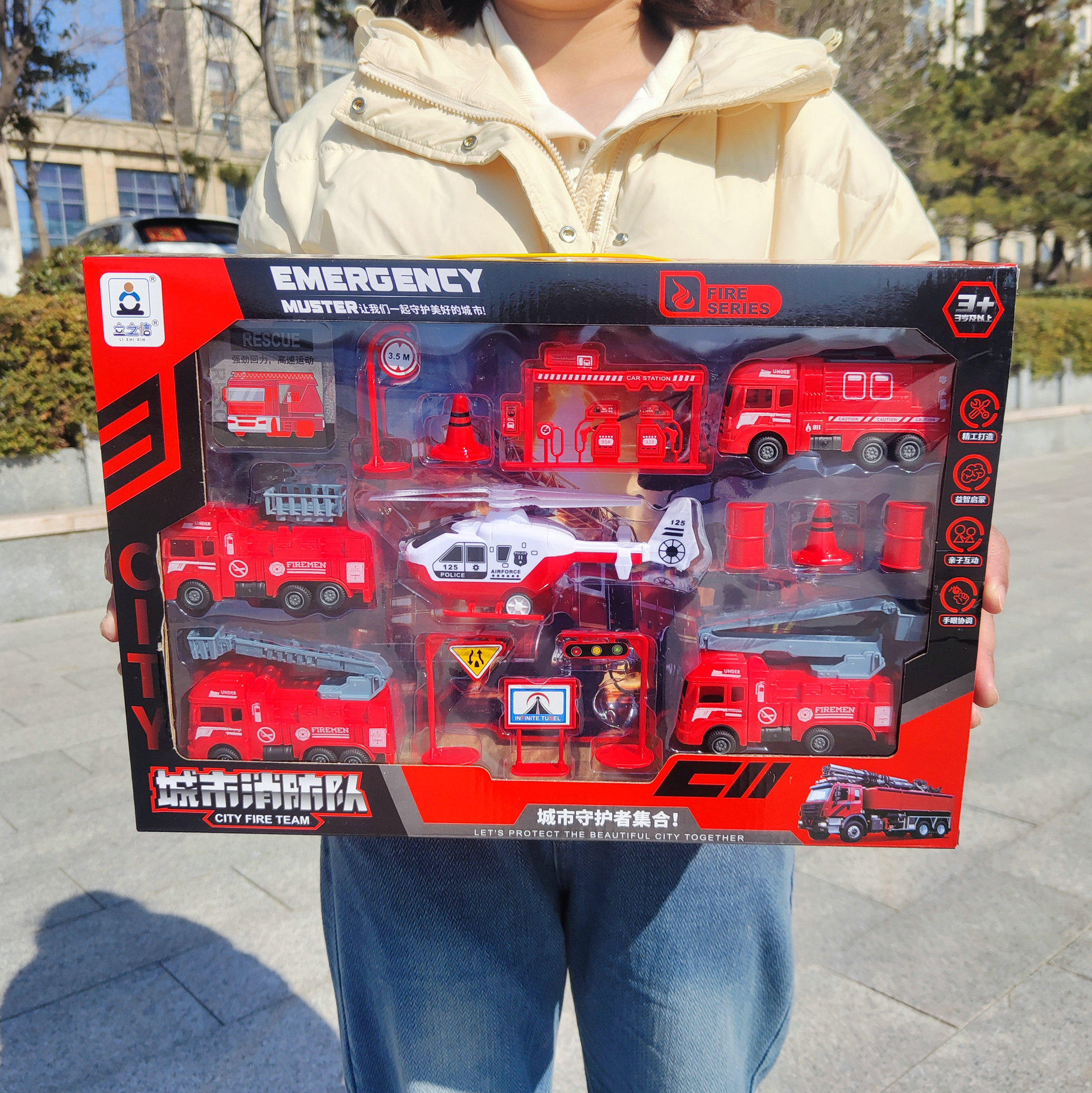回力消防车套装男孩飞机汽车模型教育机构礼盒儿童玩具现货批发