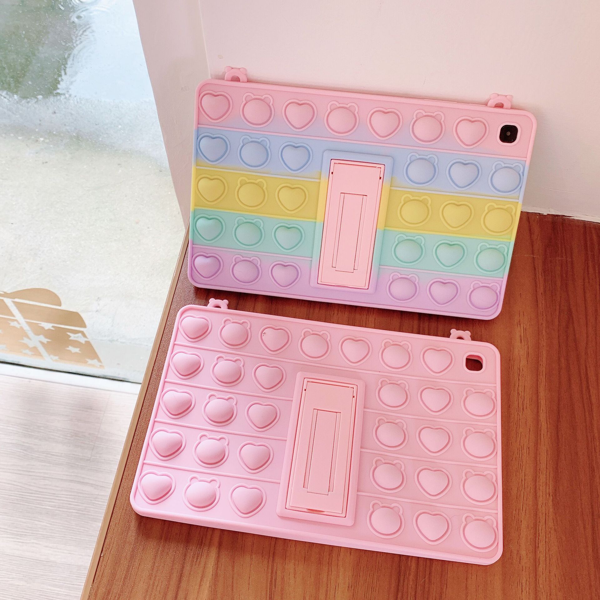 适用苹果ipad7代10.2 mini5爱心熊泡泡ipad5三星平板T295软胶P610