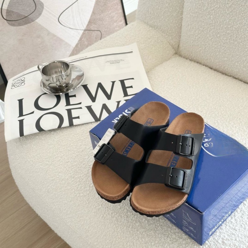 Boken Spring New Slippers Women's Cowhide Double Sandals Genuine Leather Men's Couple's Large Size Cork Non-Slip Original Logo