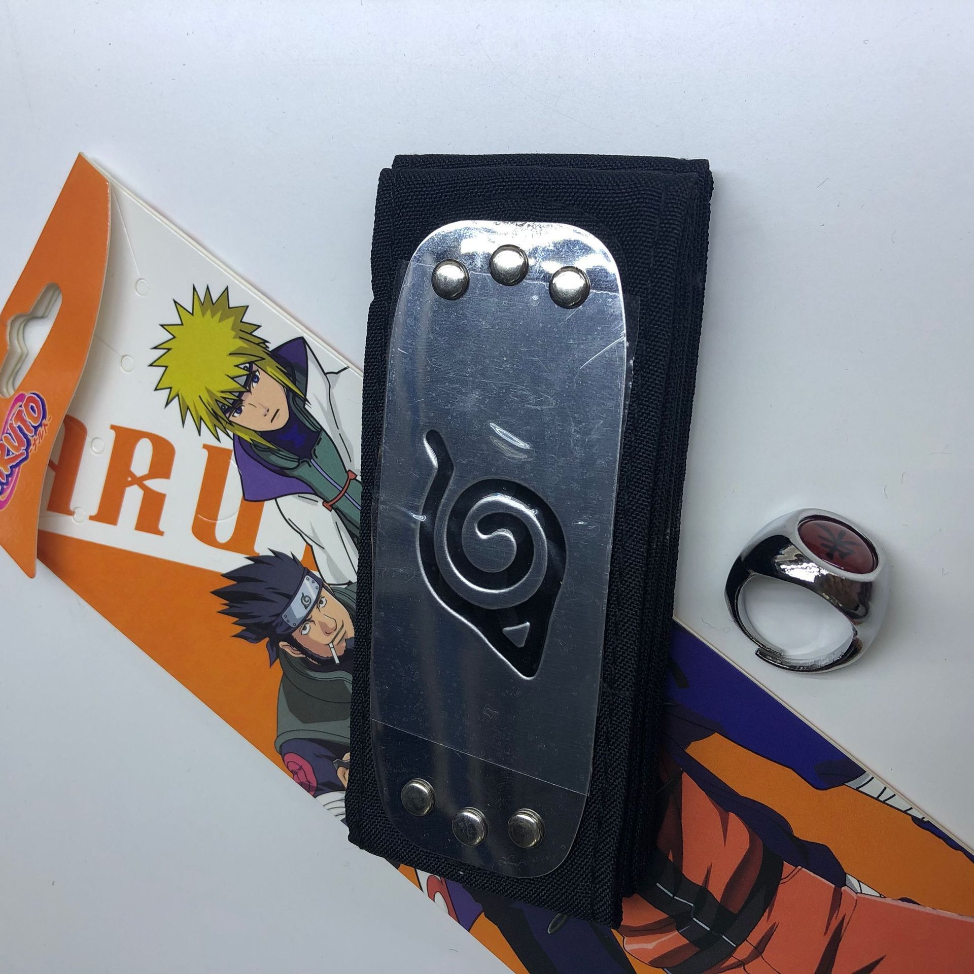 火影忍者护额头带 配项链 戒指两件套金属道具 火影忍者护额