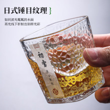 简约冰山锤纹纯色方形杯玻璃杯伴手礼透明饮料杯礼品酒杯果汁杯