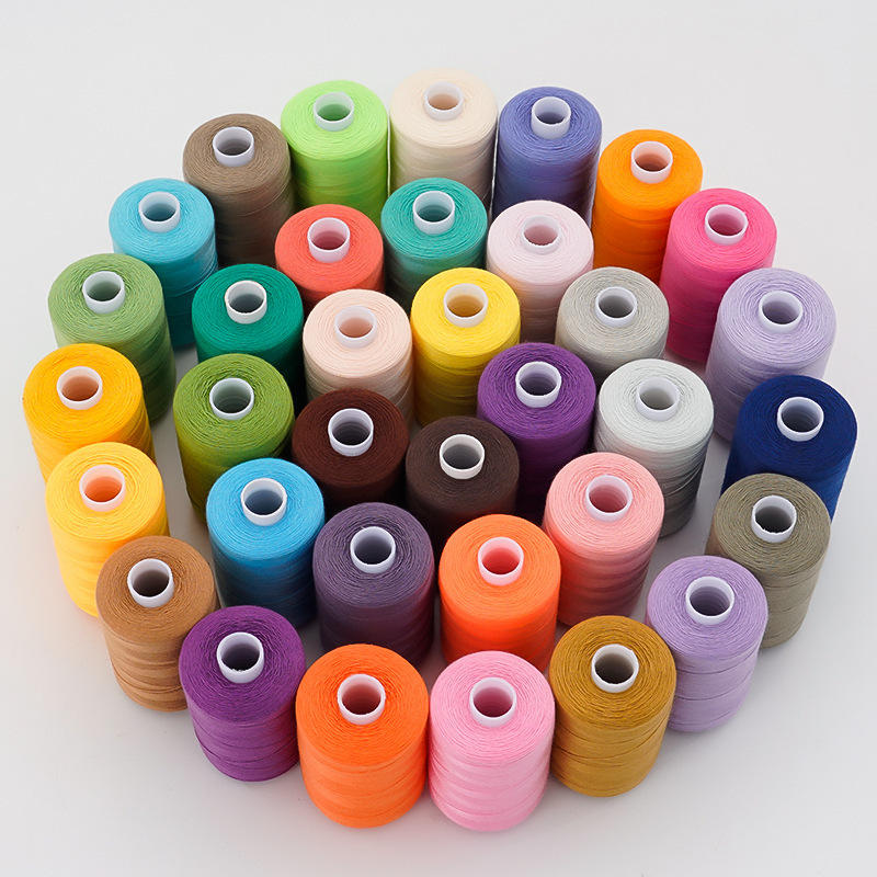 家用diy402手缝线 彩色1000码涤纶缝衣线盒装 98色手工缝纫线套装