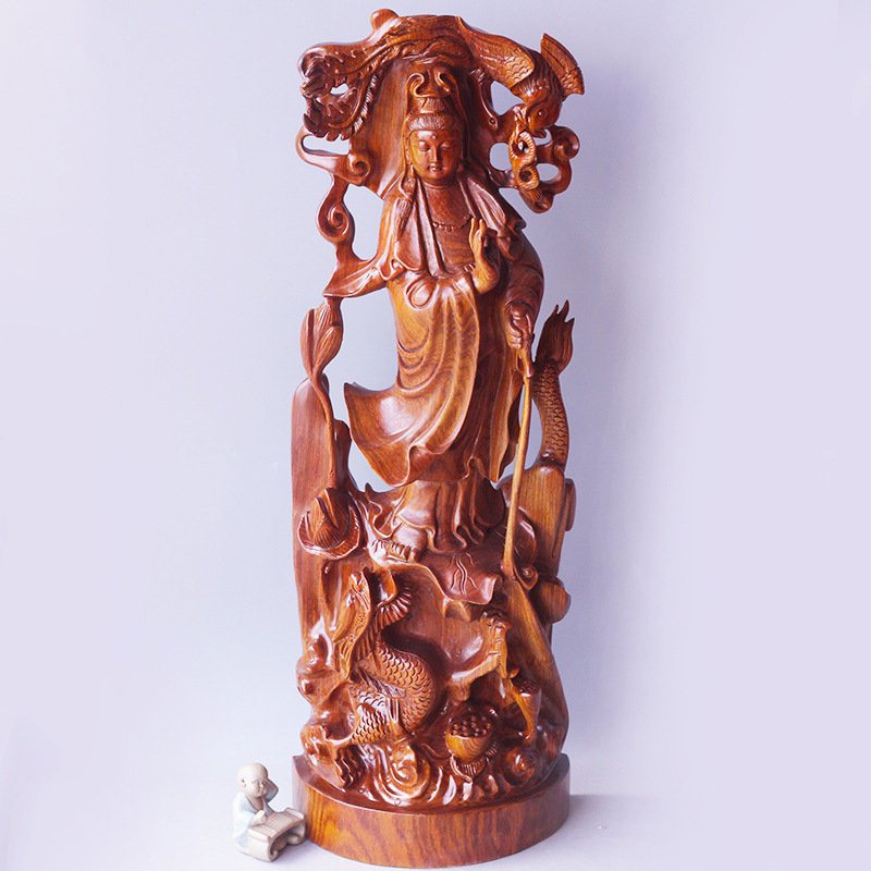 云缘 刺猬紫檀木实木雕刻工艺礼品摆件 80*27*12cm 龙凤观音佛像