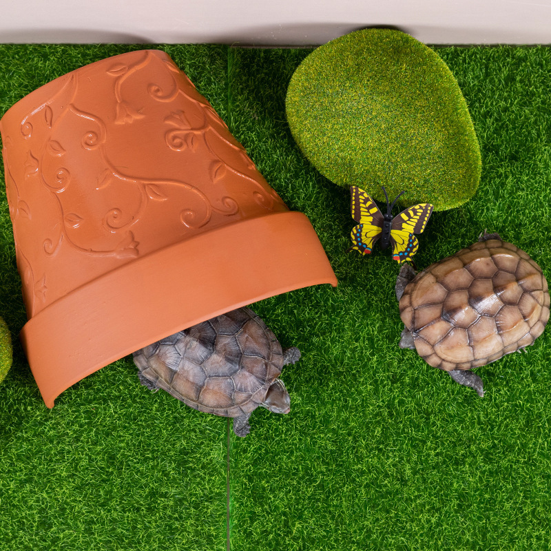 乌龟晒台躲避洞黄缘躲避屋红陶瓦片草龟洞穴龟缸造景六角恐龙爬宠