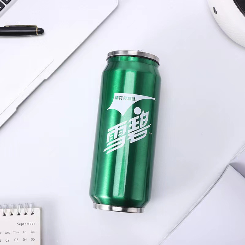 Cola Water Cup Cans Vacuum Cup Double Stainless Steel 304 Vacuum Logo Cup with Straw Stylish Portable Cup