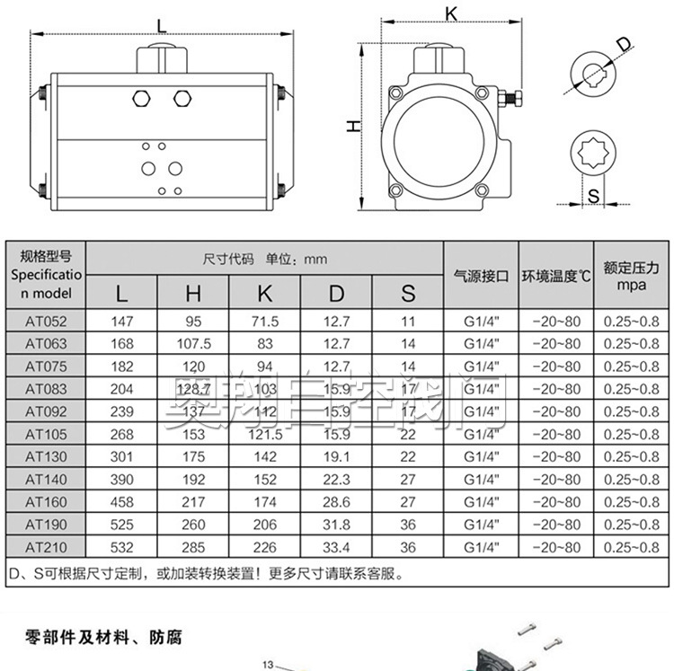 厂家直销气动执行器阀门气缸装球阀蝶阀气动头阀门执行器