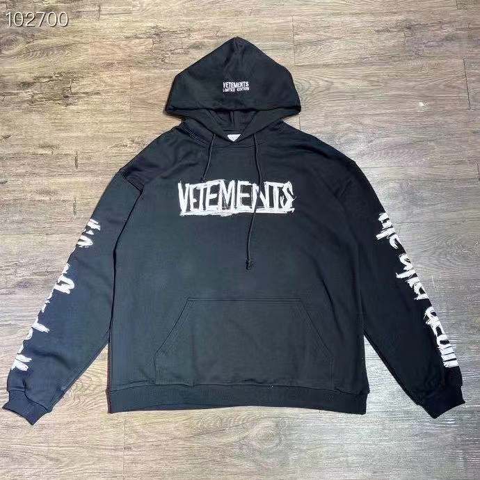 ins vtm标语大logo印花刺绣男女同款连帽卫衣 潮牌高街情侣款4色