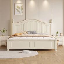美式白色实木床双人1.8x2米现代简约1.5m奶油风1.2米田园儿童房