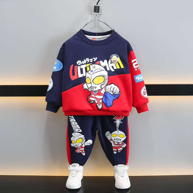 奥特曼衣服男童卫衣套装秋季2024新款潮酷宝宝卡通休闲长袖两件套