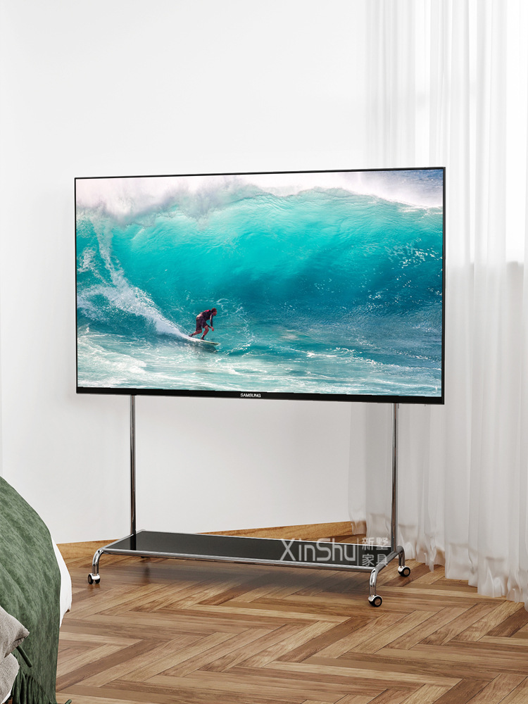 北欧电视支架移动型不锈钢落地挂架通用显示屏支架立式电视机架子