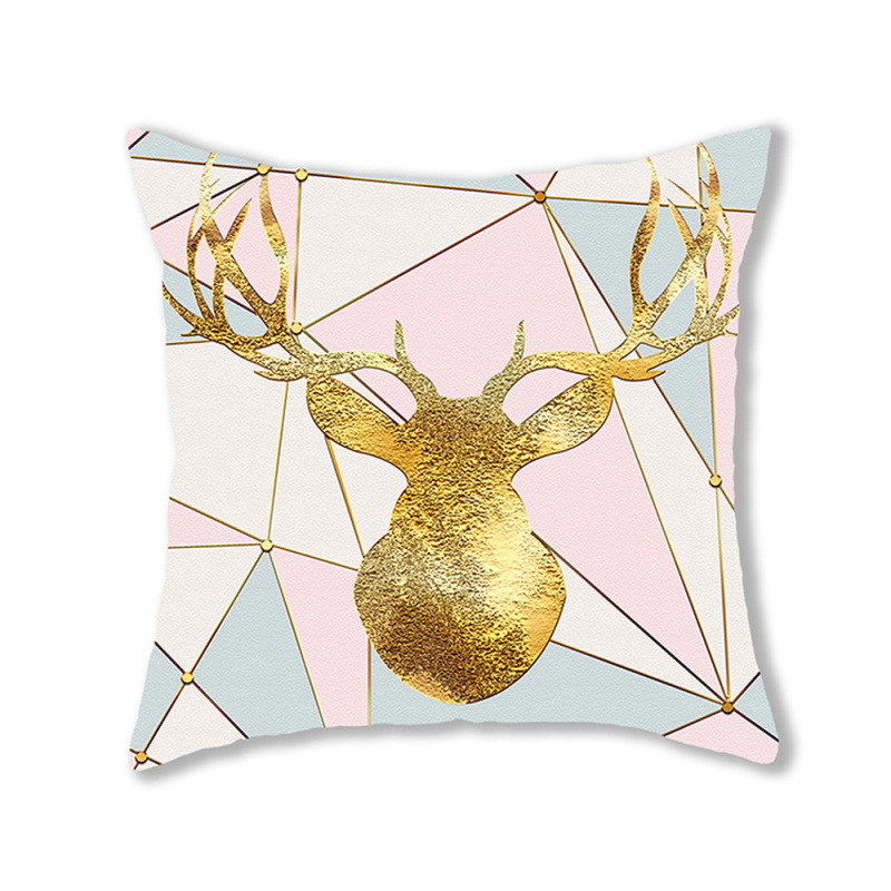 Hand-Painted Cartoon Watercolor Digital Printed Pillowcase Christmas Elk Head Portrait Holiday Activity Gift Decorative Cushion