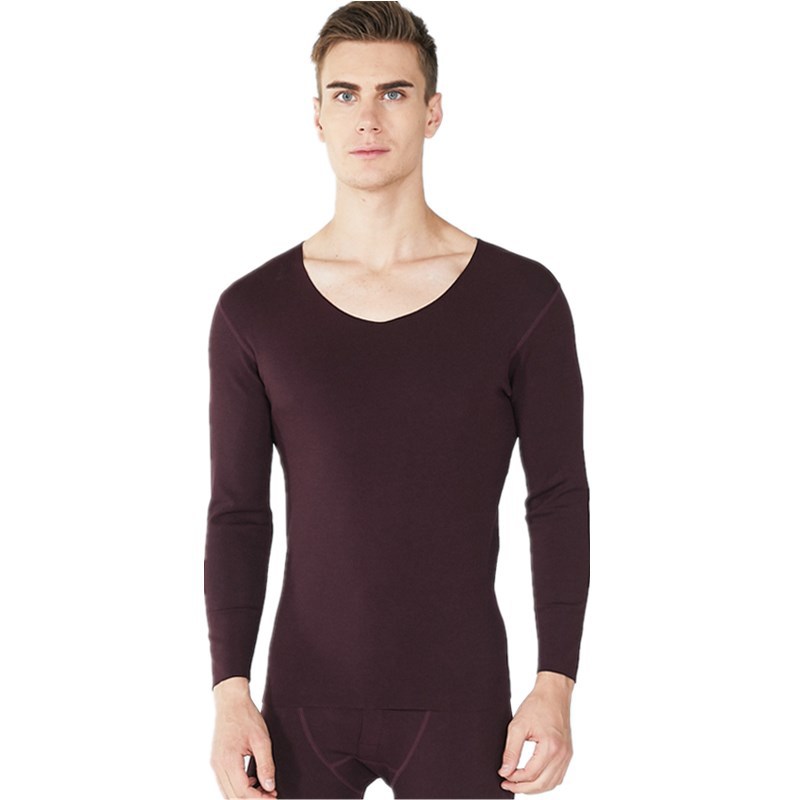 Autumn and Winter New Men's Thermal Underwear Solid Color Mid Collar Suit round Neck Toothpick Strip Autumn Suit