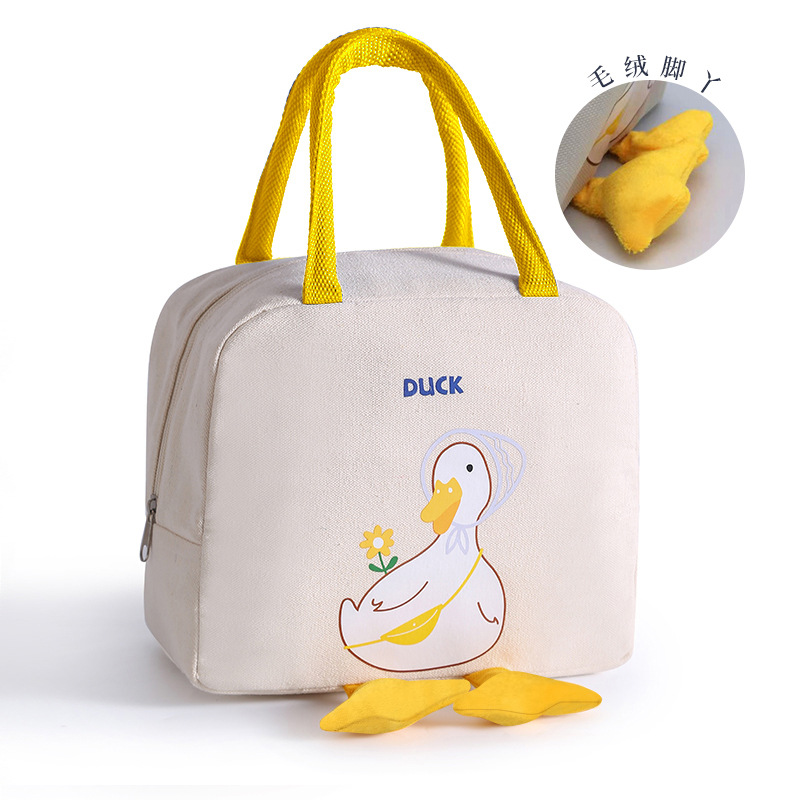 Small Yellow Duck Lunch Bag Cute Cartoon Lunch Box Bag Lunch Bag Handbag Storage Insulated Bag Canvas Lunch Box Bag