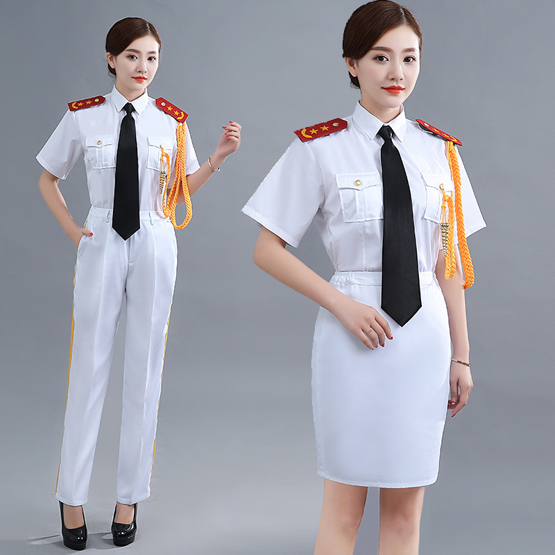 男女成人军装礼服军鼓服装升旗手服装夏长短袖军乐队合唱团演出服