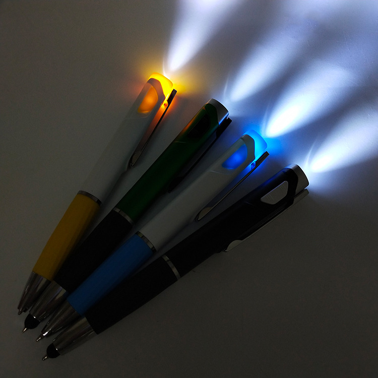 新款发光笔 可加印 logo可做发光中性油性笔 学生发光圆珠笔