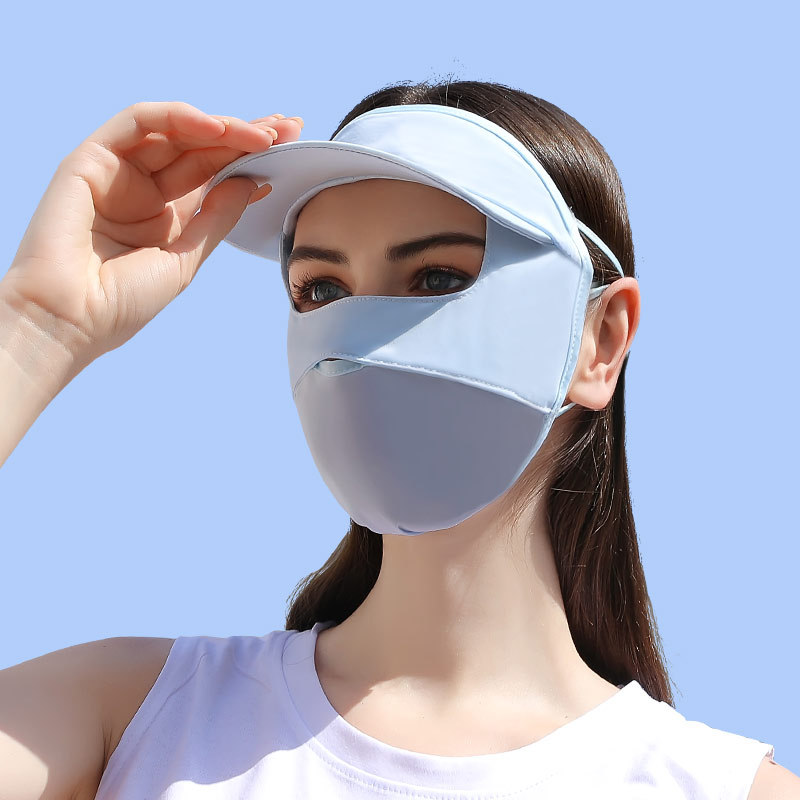 Brim Sun Protection Mask Female Full Face Uv Protection Summer Silk Ice Full Protection Breathable Sun-Proof Eye Protection Mask