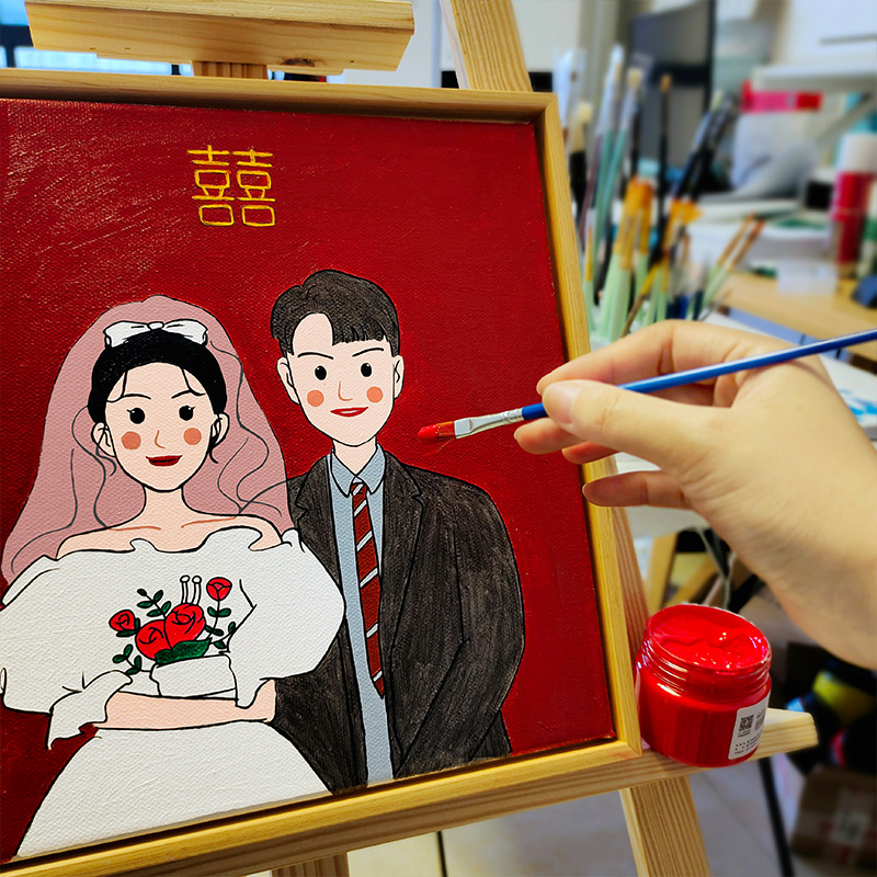结婚礼物送新人 照片diy手绘画送闺蜜新婚夫妇的手工高级礼品
