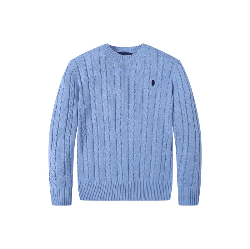 跨境2025秋冬新款商务保暖舒适Polo男士小马标圆领针织衫休闲打底