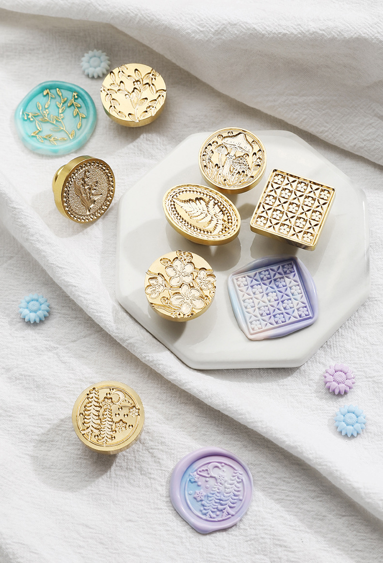 穗迪思火漆铜头2月份新款图案火漆印章火漆蜡 樱花 百合 铃兰