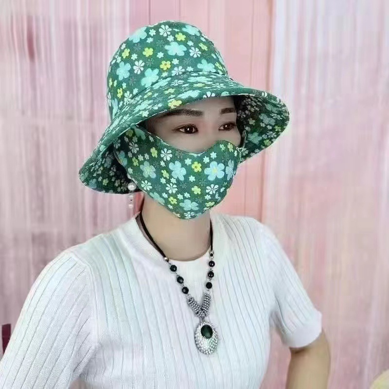 New Style Fisherman Hat Women's Sunscreen Mask Hat Integrated Agricultural Tea Picking Hat UV Protection Summer Sun Hat