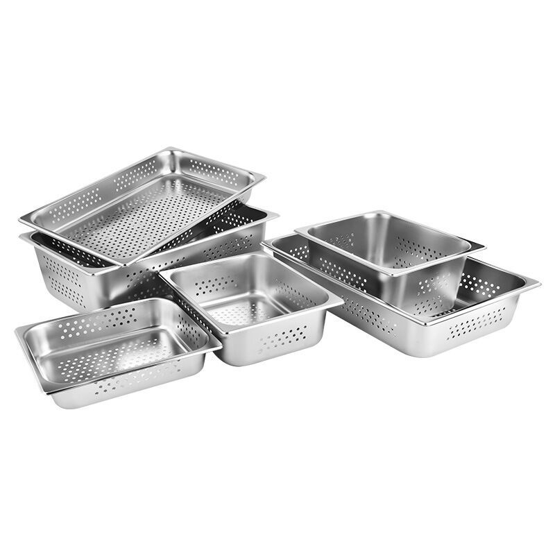 304 Stainless Steel Gastronorm Pan Thickened Buffet with Lid Insulation Plate Food Basin Stainless Steel Rectangular Score Plate